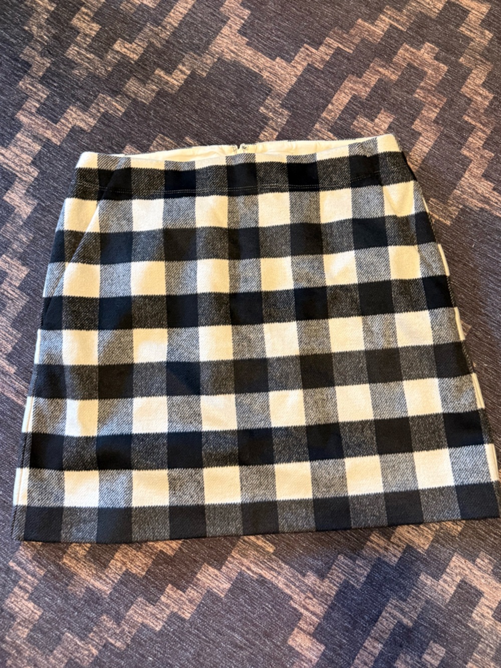 LOFT Black and White Check Mini Skirt